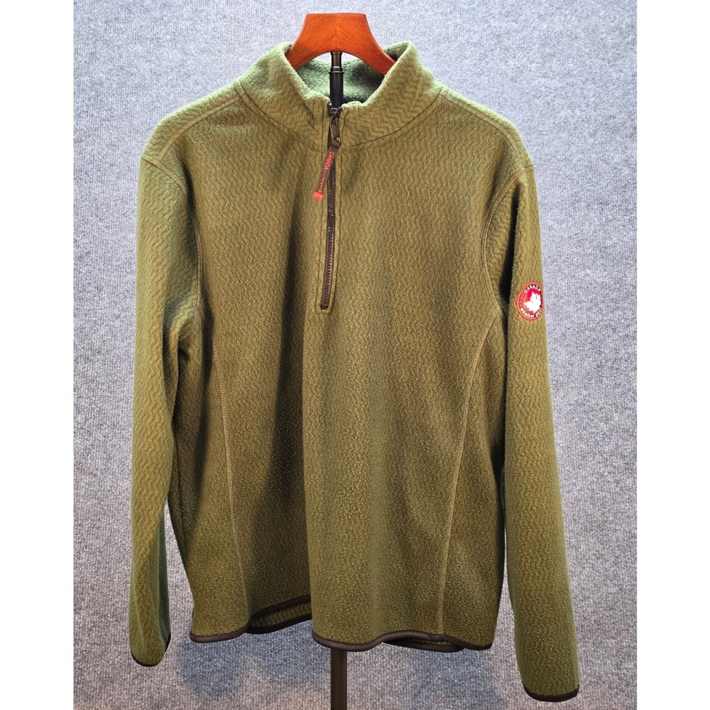 Canada Weather Gear Fleece Pullover Men's Large Olive Green Excellent 1/4 Zip